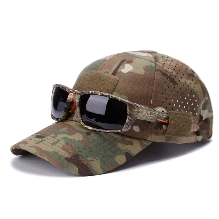 Fashionable men's camouflage cap. Trendy casual hat, perfect for modern outdoor wear and rugged everyday style.