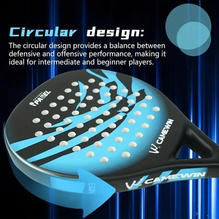 Lightweight men's carbon fiber tennis paddle, grey & green. Athletic equipment for enhanced control.