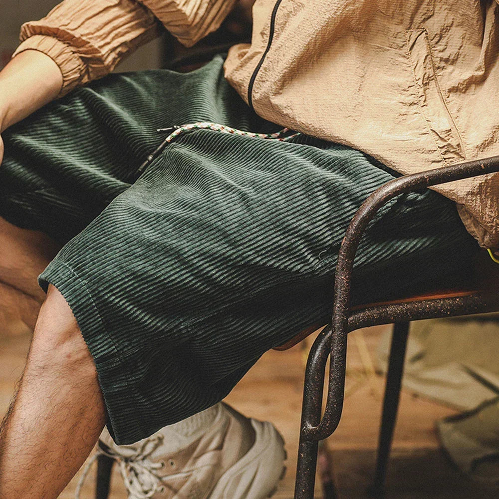 Stylish men's casual pull-on shorts, perfect for summer, beach, or leisure; featuring an adjustable drawstring waist.