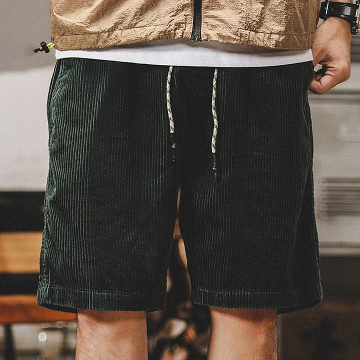 Versatile men's casual shorts with adjustable drawstring, offering a comfortable, relaxed fit for summer and leisure.