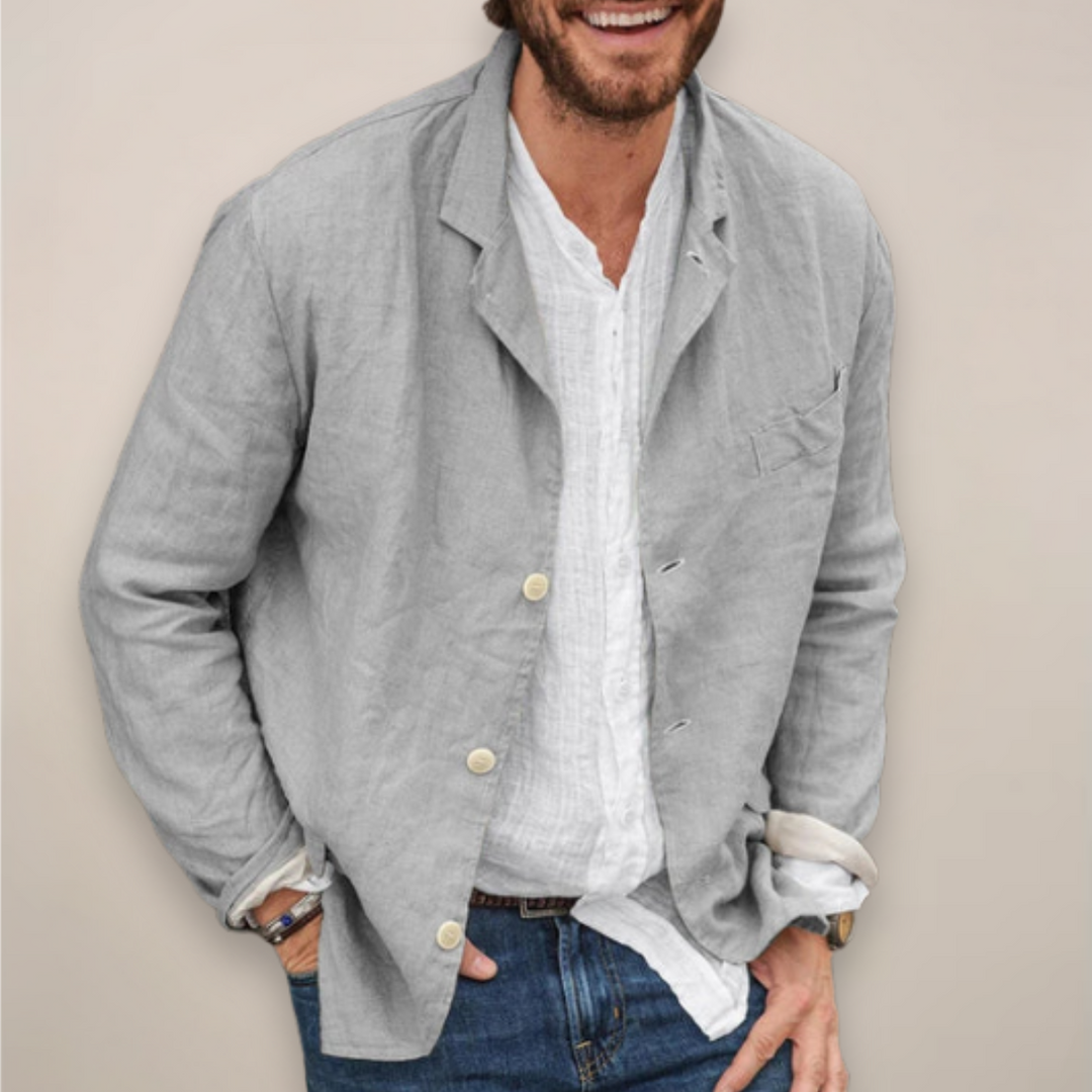 Lightweight men's summer blazer. Breathable fabric ensures cool comfort for casual spring & summer fashion.
