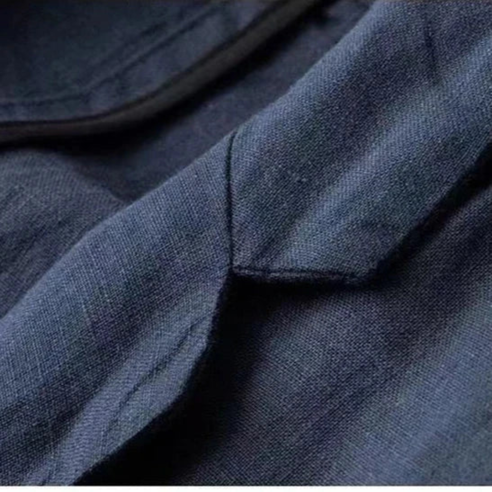 Men's summer outfit: a casual button cardigan and comfortable trousers, sold as a stylish two-piece set.