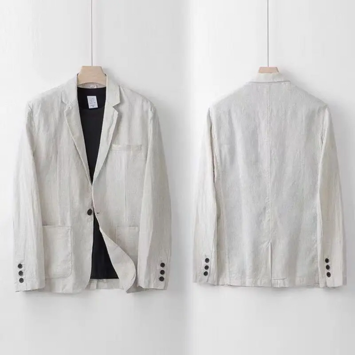 Full view of men's casual button cardigan and trouser set, an essential for versatile men's summer fashion.