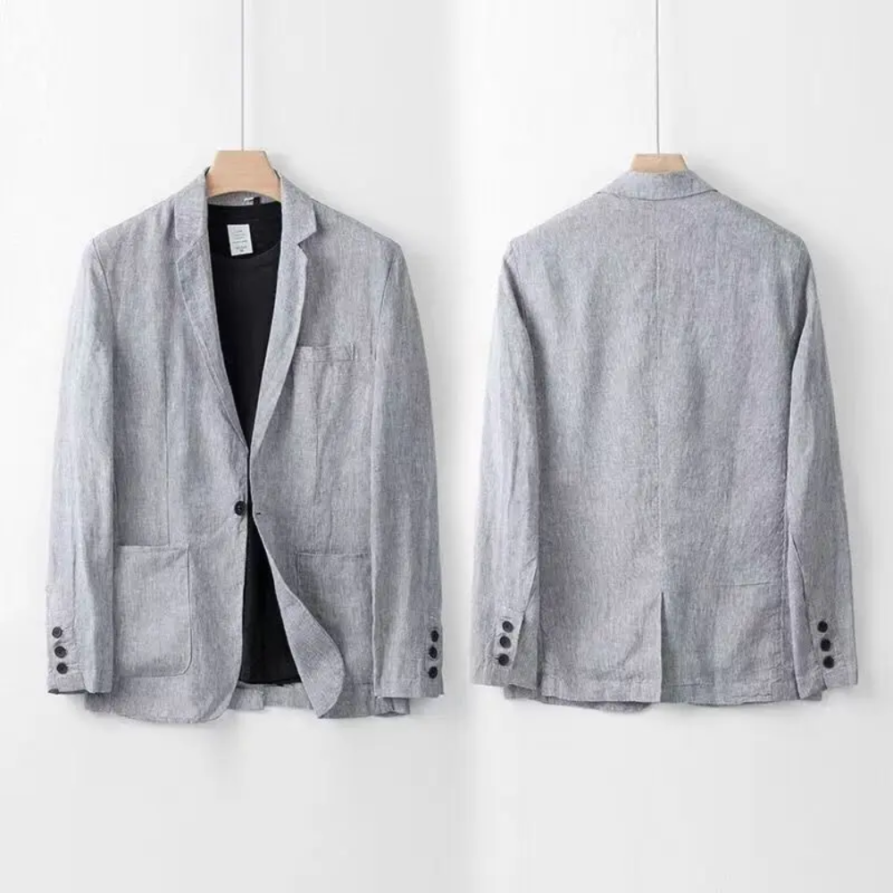 Modern men's casual button cardigan & trouser set, a relaxed fit two-piece for everyday summer fashion.