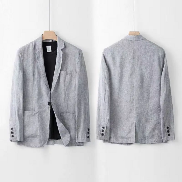 Modern men's casual button cardigan & trouser set, a relaxed fit two-piece for everyday summer fashion.