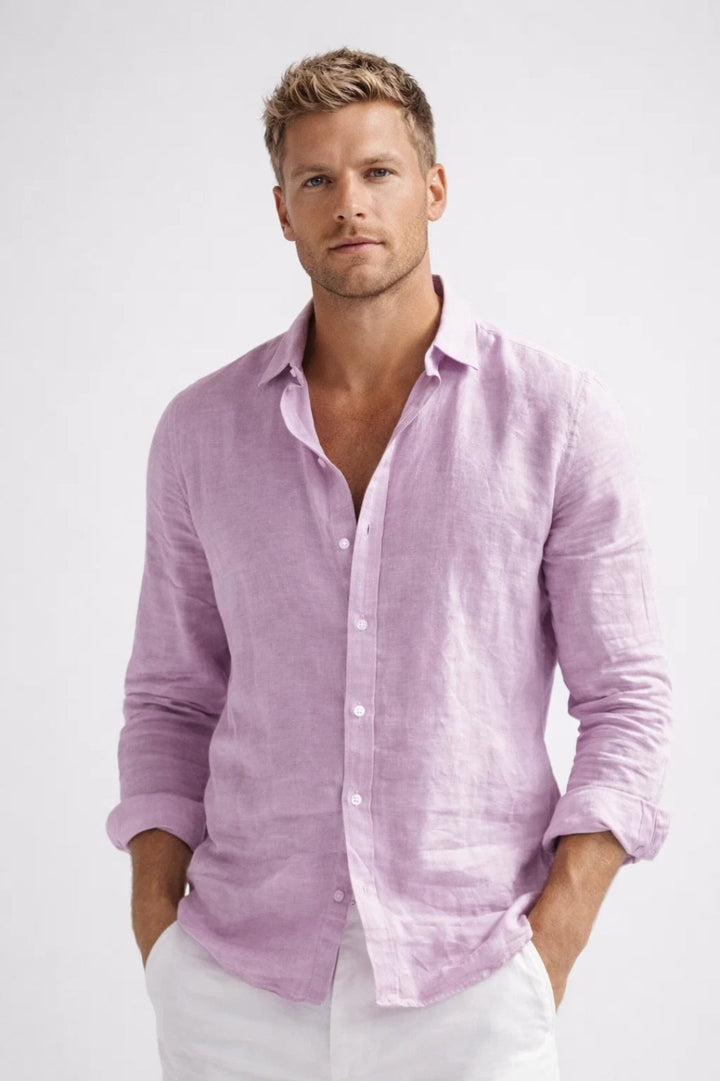 Versatile men's casual button-down long sleeve shirt for everyday wear, spring, or summer. A key men's fashion top.