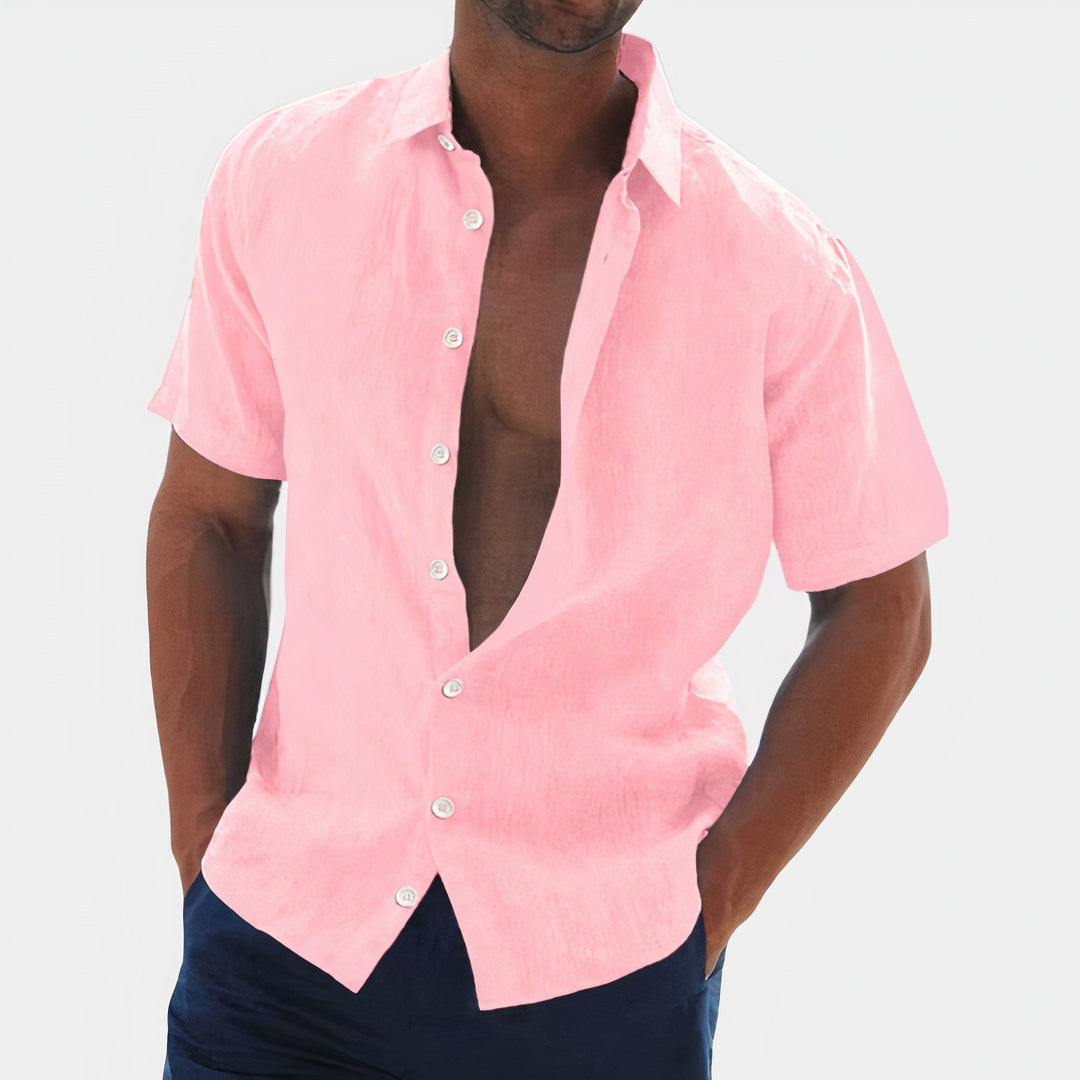 Comfortable men's lightweight button-down shirt, ideal for summer fashion. Perfect warm-weather casual clothing.