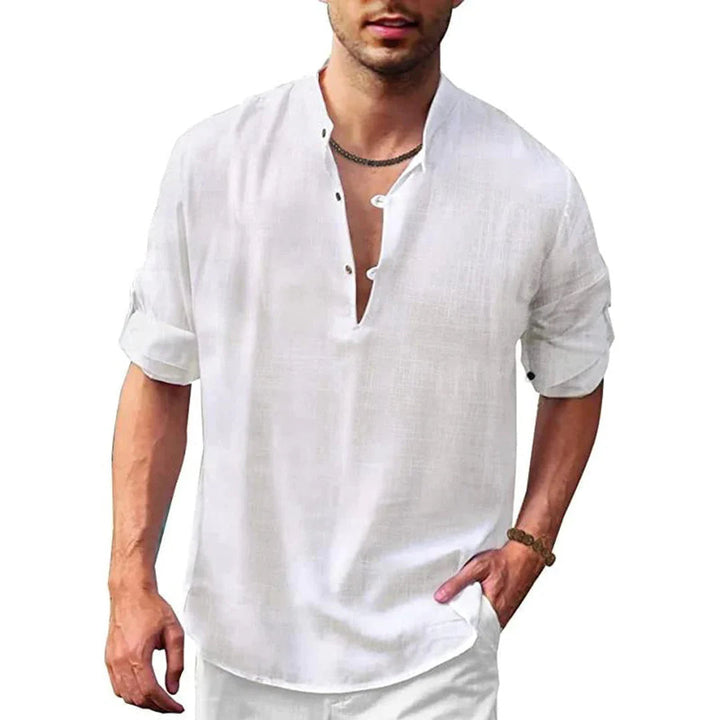 Open stitch men's casual button-down shirt, a breathable and stylish choice for summer days.