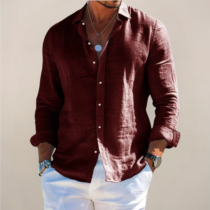 Men's short sleeve button shirt for summer. Casual everyday wear, ideal for comfort & warm weather.