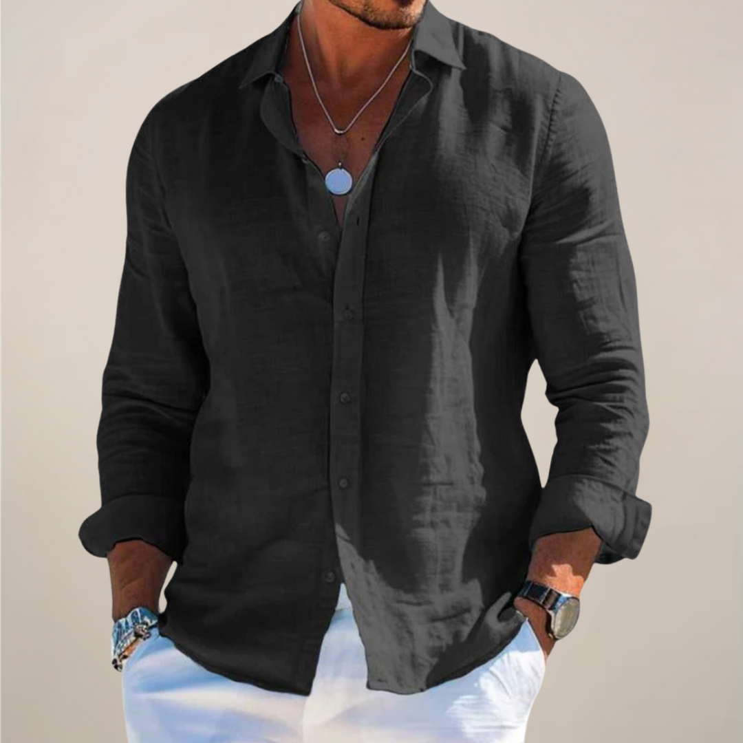Versatile men's button-up shirt; short sleeve, casual summer style, great for holidays & daily wear.