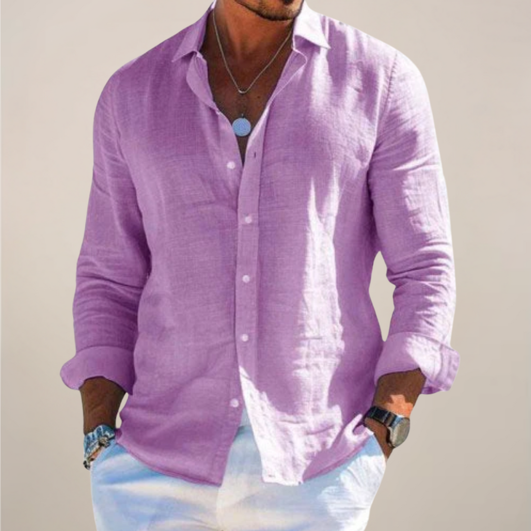 Trendy men's short sleeve button-up shirt. Summer fashion for casual wear & holiday comfort.