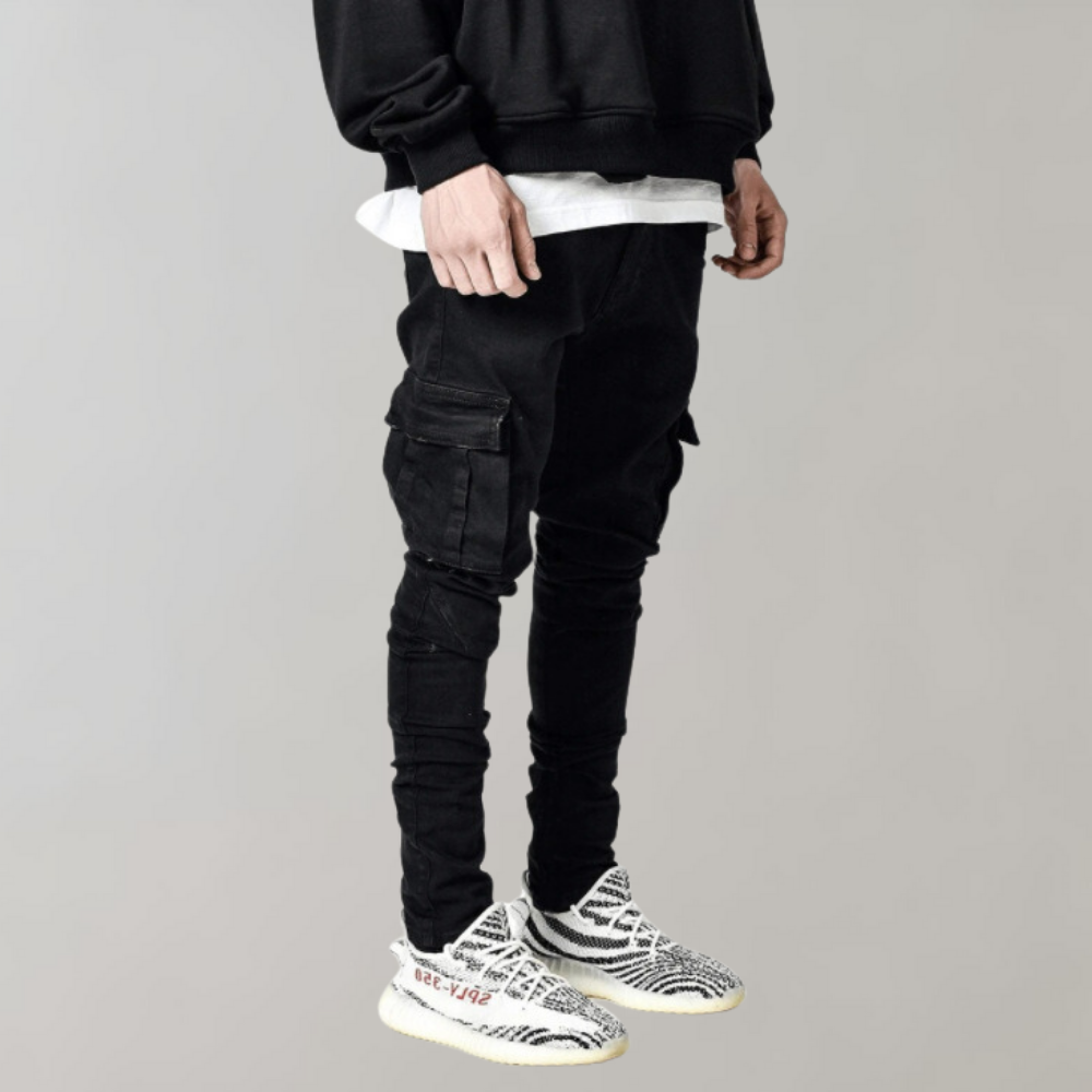 Men's casual cargo pants, relaxed fit, multiple pockets for utility & everyday wear.