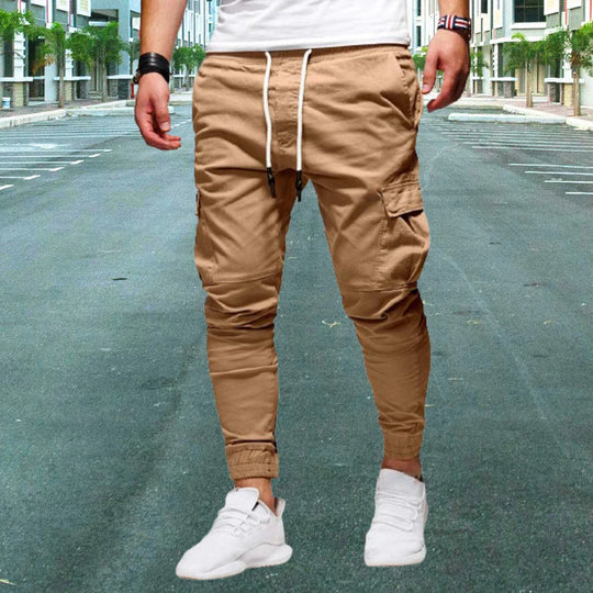 Stylish men's casual cargo pants. Features flap pockets, a comfortable relaxed fit, and straight leg for versatility.