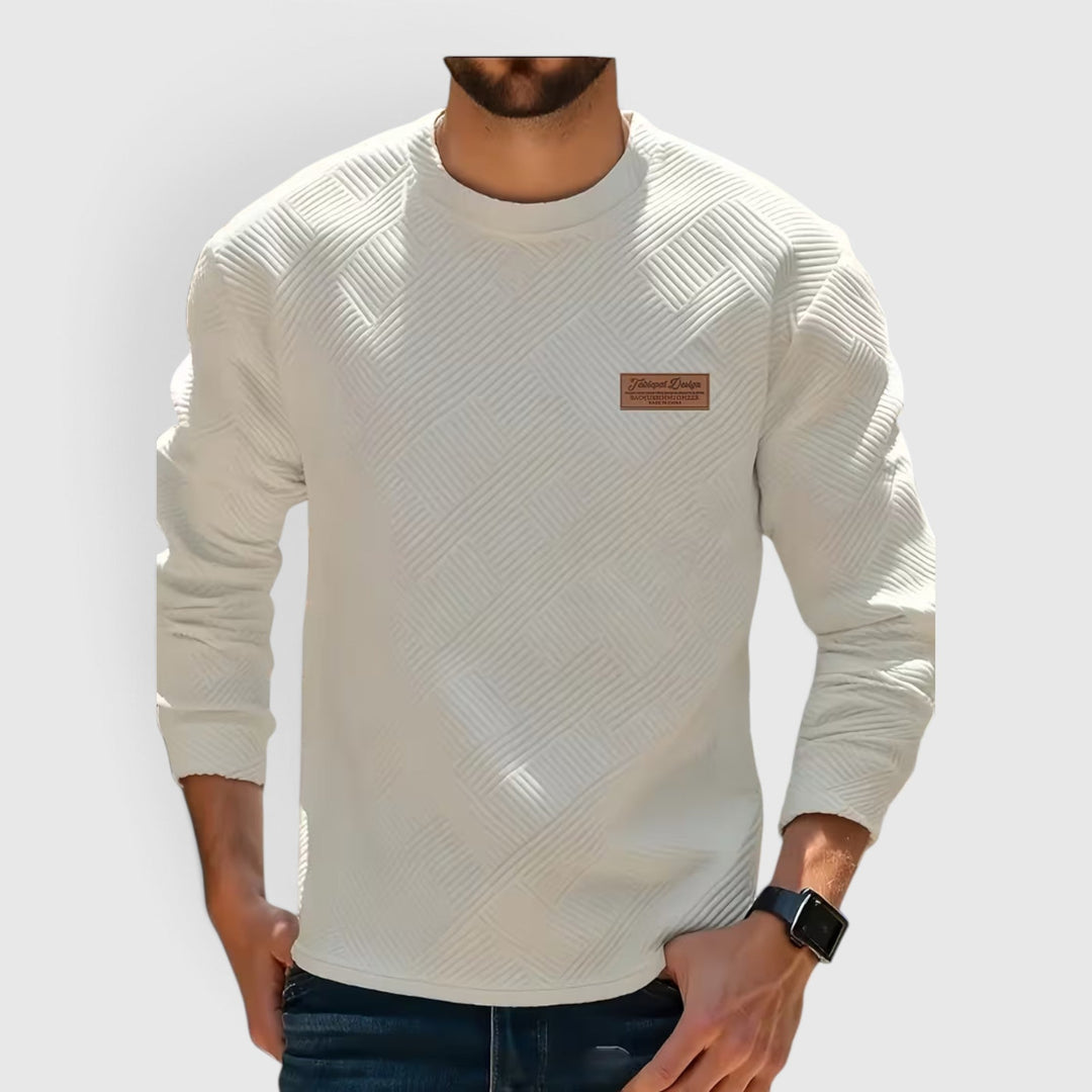 Pullover men's crew neck sweatshirt, a comfortable long sleeve for casual style.