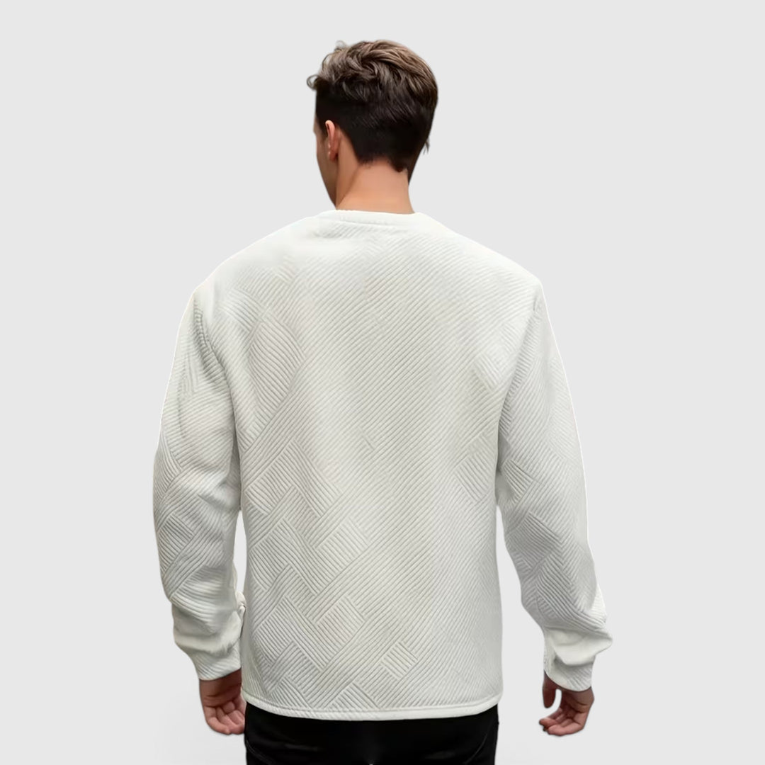Autumn men's crew neck pullover, a casual and comfortable long sleeve top.