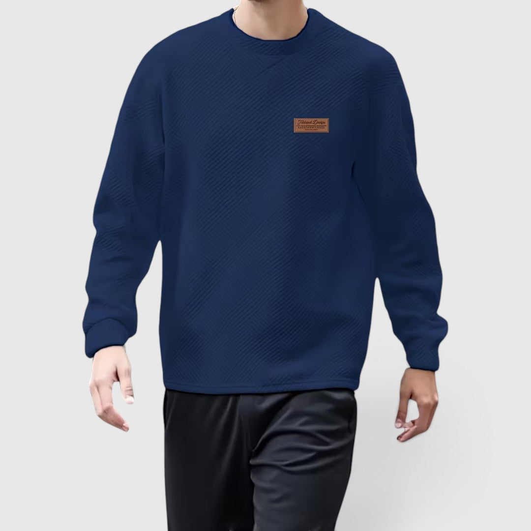 Textured men's casual crew neck pullover, perfect for everyday fashion.