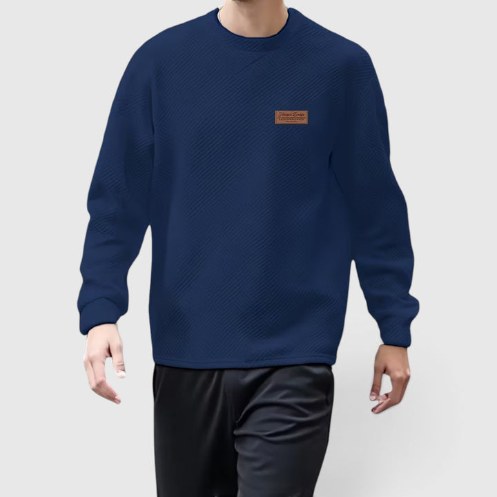 Textured men's casual crew neck pullover, perfect for everyday fashion.