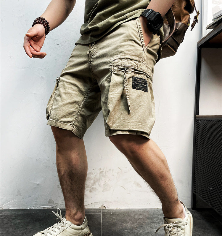 Men's casual drawstring cargo shorts, relaxed fit for outdoor comfort, perfect for summer activities.