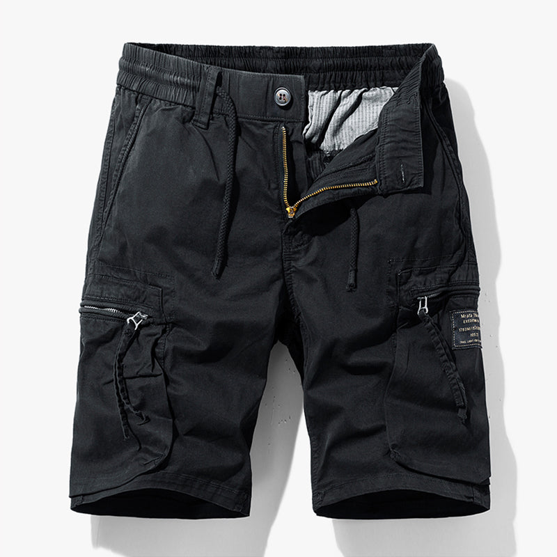 Stylish men's cargo shorts with drawstring waist, ideal for casual wear, beach days, or warm weather travel.