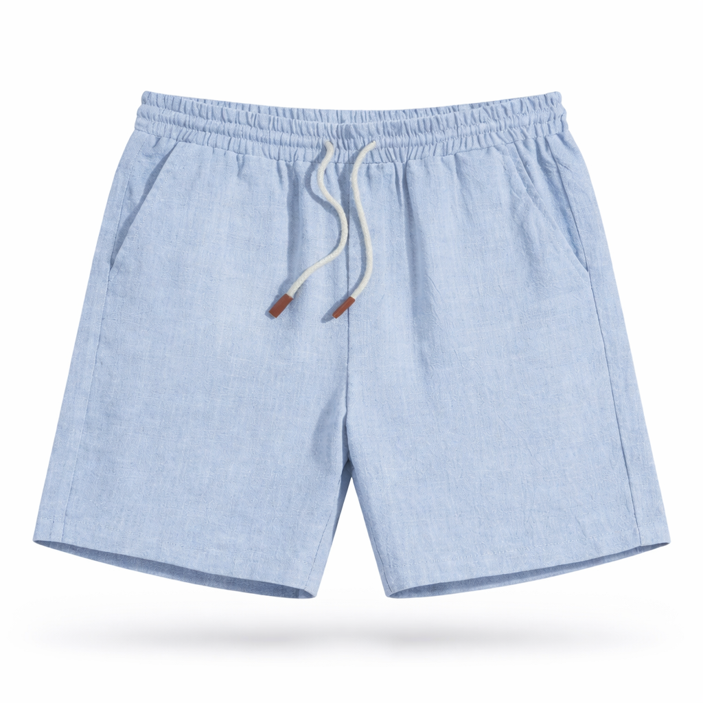 Stylish men's casual summer shorts with elastic waist & drawstring, great for relaxed comfort.