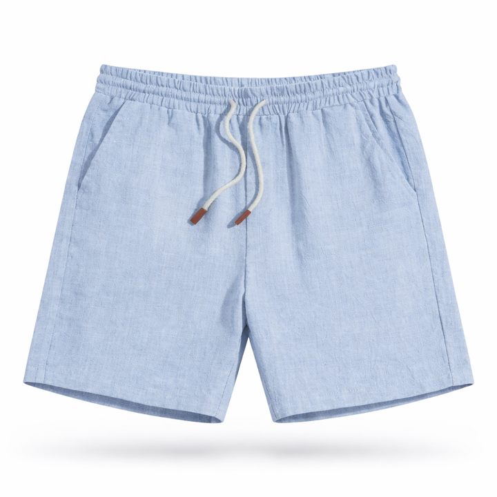 Stylish men's casual summer shorts with elastic waist & drawstring, great for relaxed comfort.