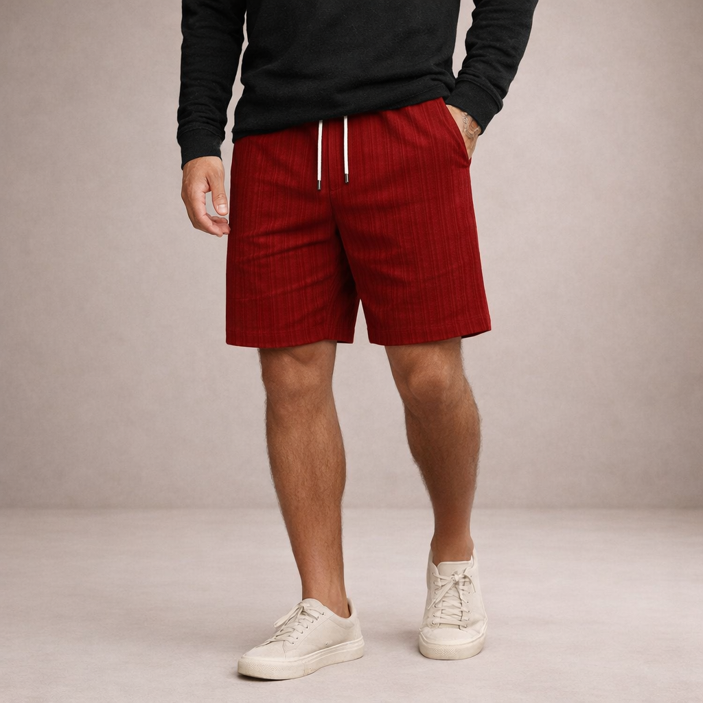Men's relaxed fit casual shorts with drawstring, perfect for everyday summer style & comfort.