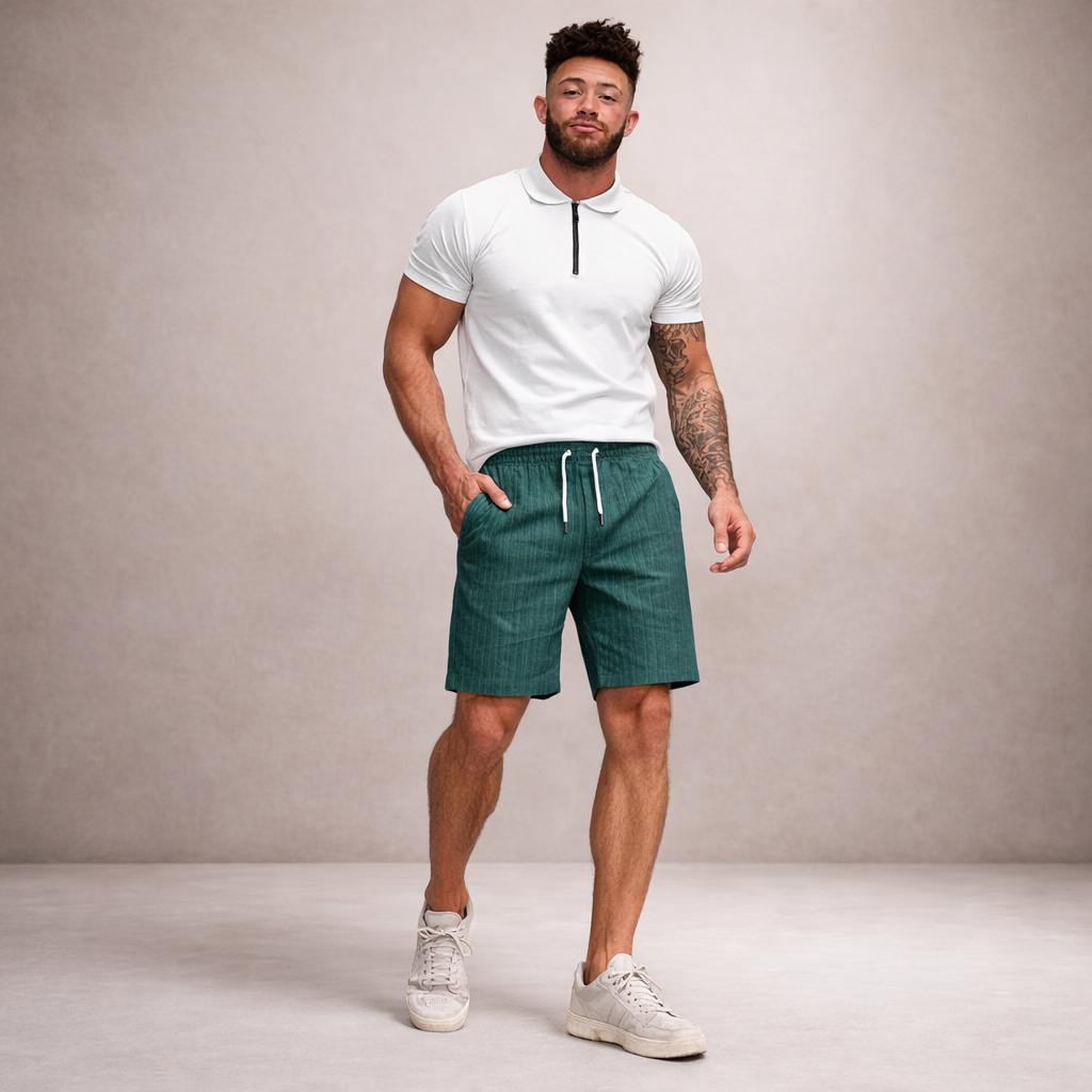 Men's relaxed fit summer shorts with drawstring, designed for all-day casual comfort.