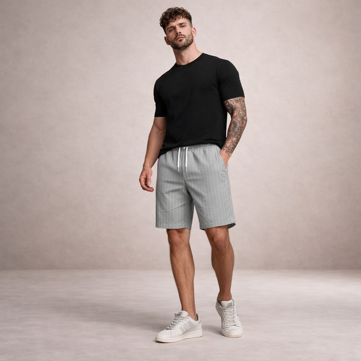 Classic casual men's summer drawstring shorts, relaxed fit for timeless style & versatility.