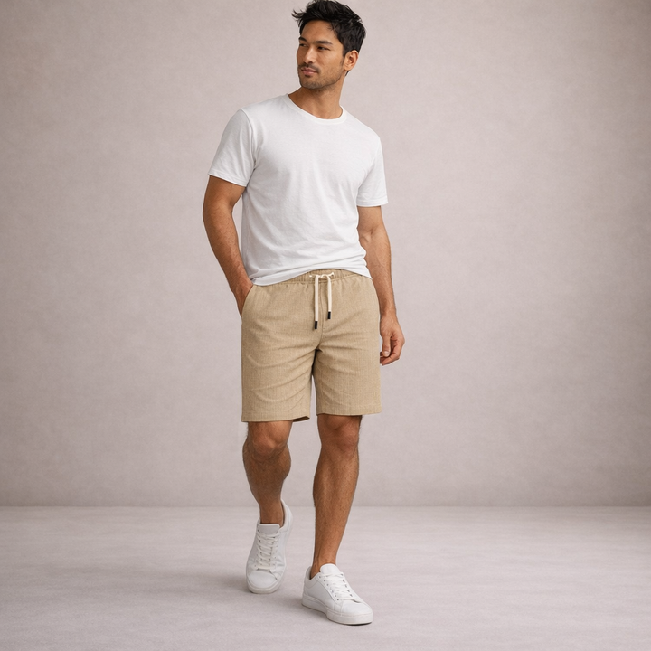 Comfortable, versatile men's relaxed fit summer shorts with drawstring for warm weather.