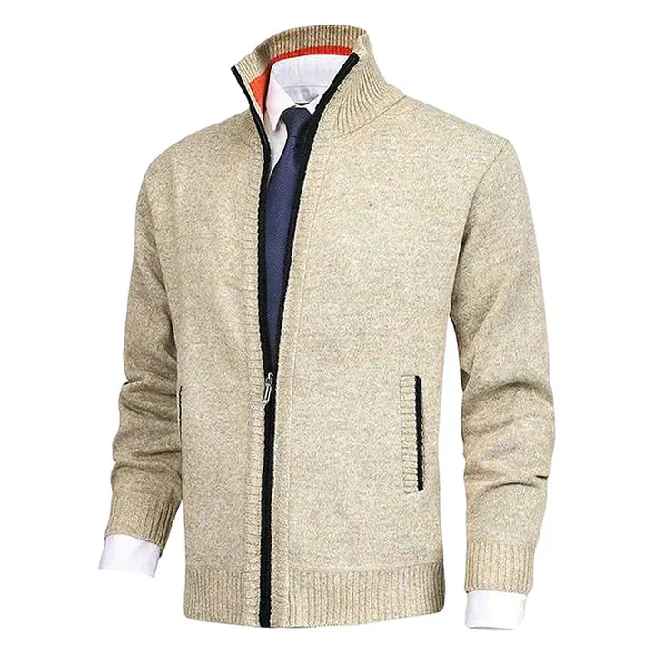 Everyday men's full-zip collared cardigan for casual wear, perfect as a versatile layering piece.