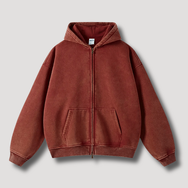 Blue men's zip-up sweatshirt, offering ultimate casual wear comfort & everyday versatile style.