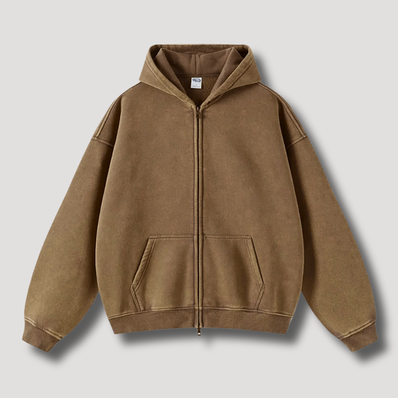 Man in comfortable full zip hoodie, ideal for active comfort, sports, and casual movement.