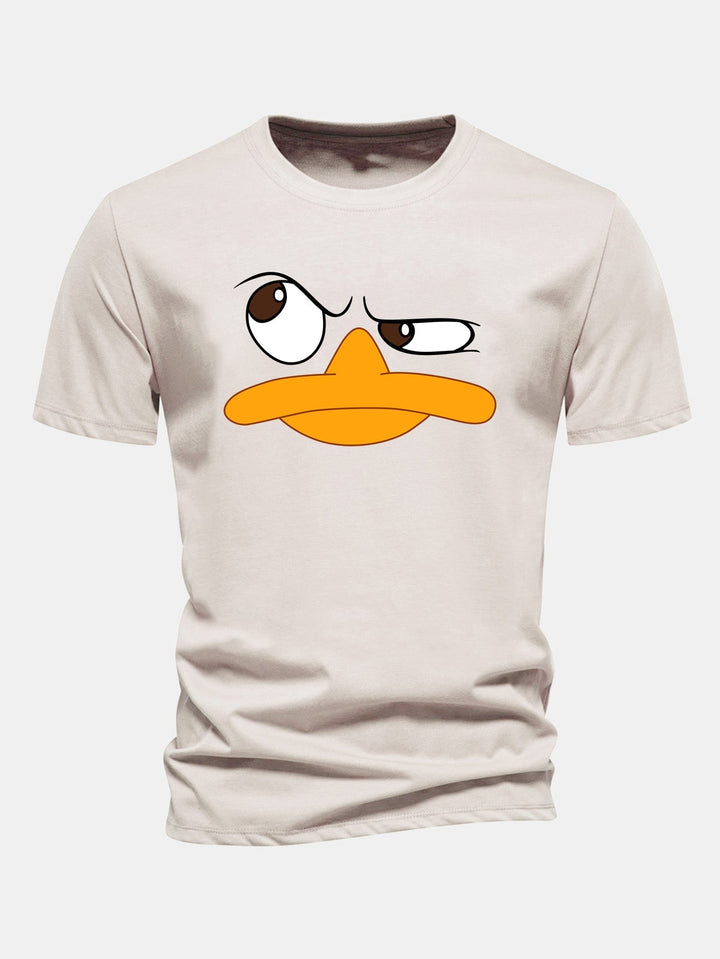 Comfortable men's graphic tee with a playful cartoon face design. Great for casual everyday wear and unique style.