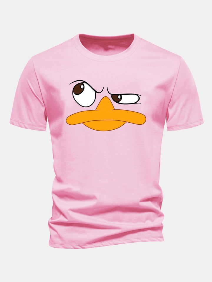 Stylish men's graphic tee, playful cartoon face print. A comfortable, unique addition to men's casual fashion.