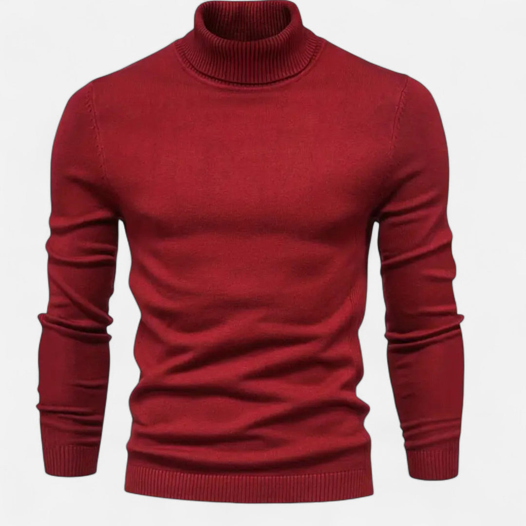 Men's casual lapel neck pullover sweater in a solid color, perfect for fall and winter style.