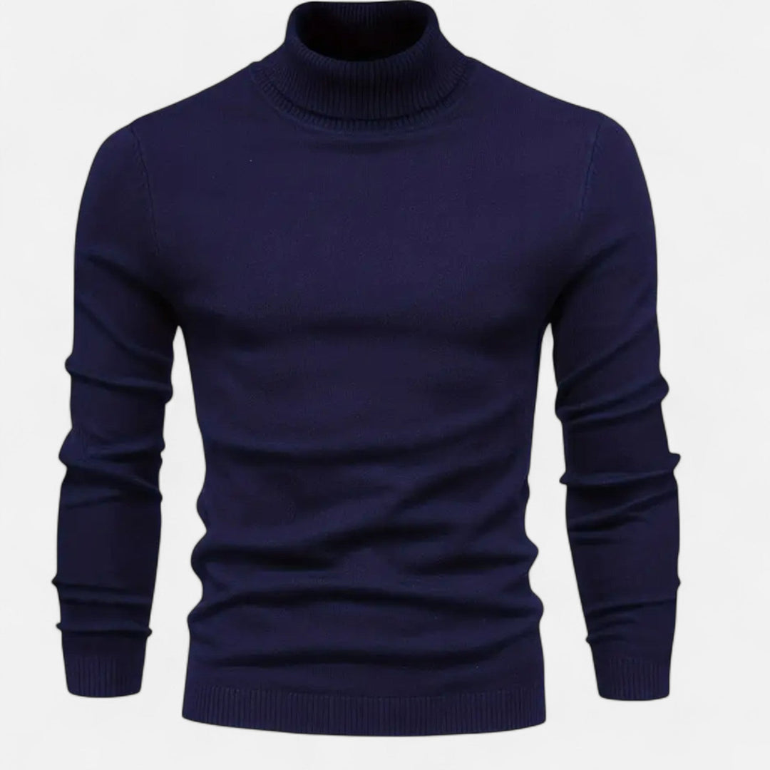 Warm men's lapel neck pullover sweater, ideal for winter wear. Comfortable long-sleeve knit for stylish layering.