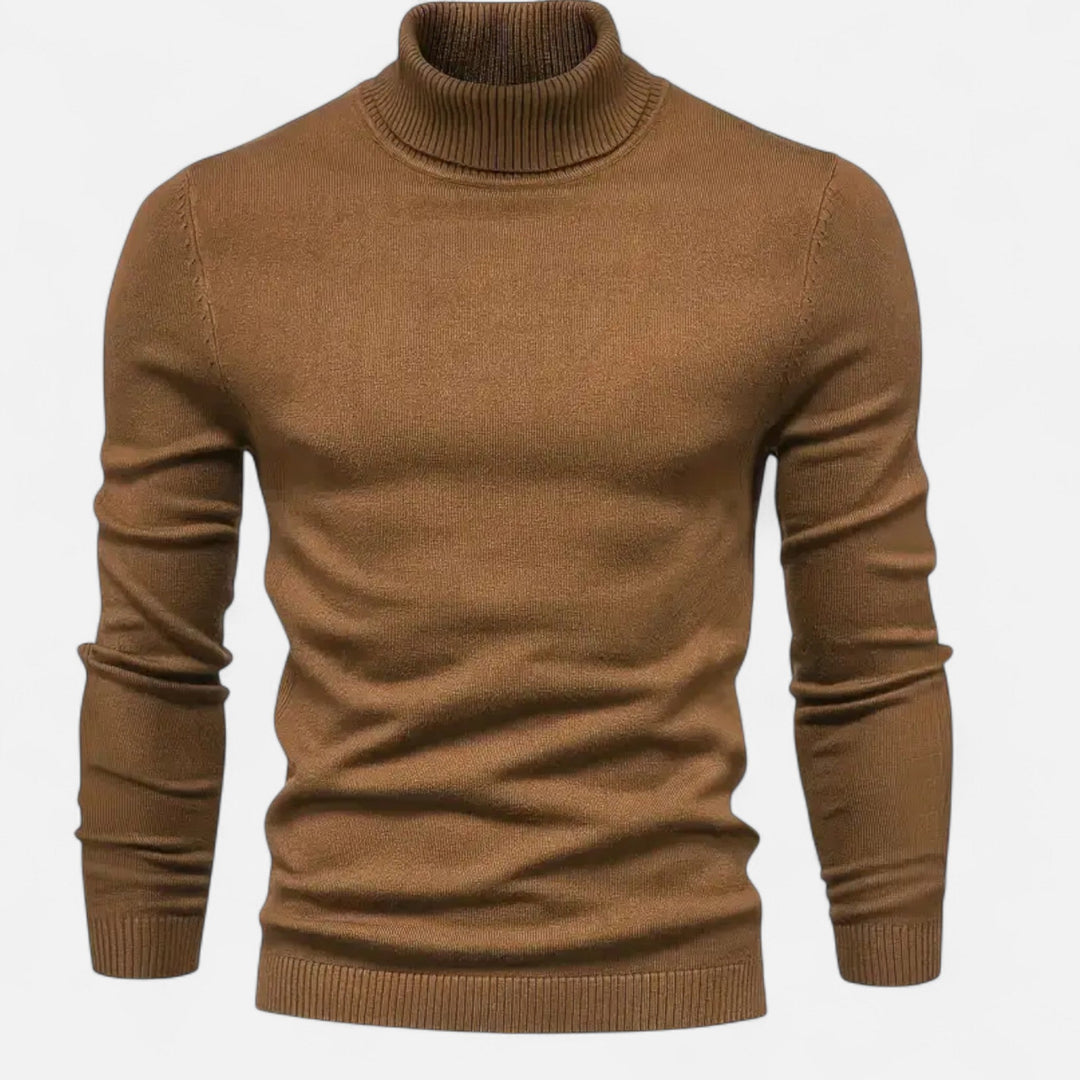 Men's essential lapel neck pullover sweater. Effortless long-sleeve knitwear, a stylish addition to fall fashion.