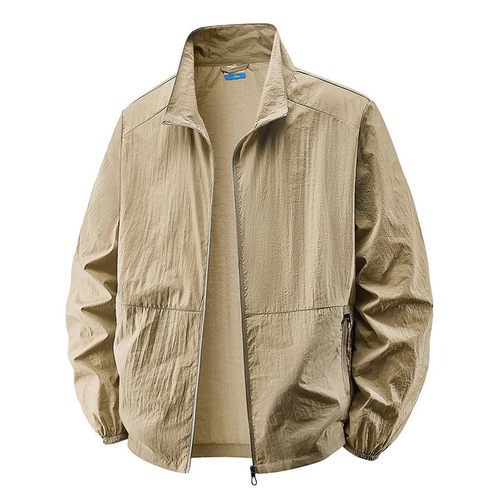 Durable men's everyday jacket, a lightweight collared zip-up for practical casual wear in spring/fall.