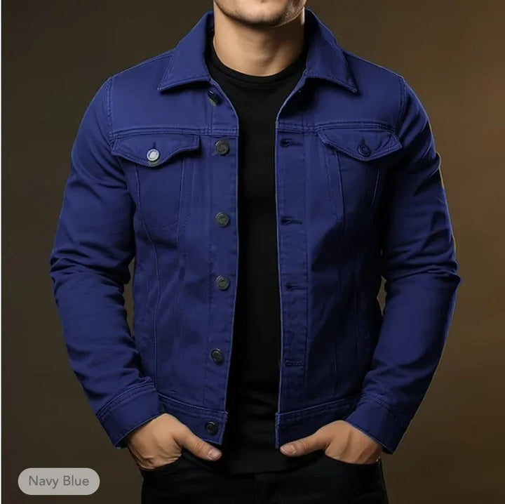 Lightweight blue denim jacket for men, casual and comfortable, perfect as spring outerwear.