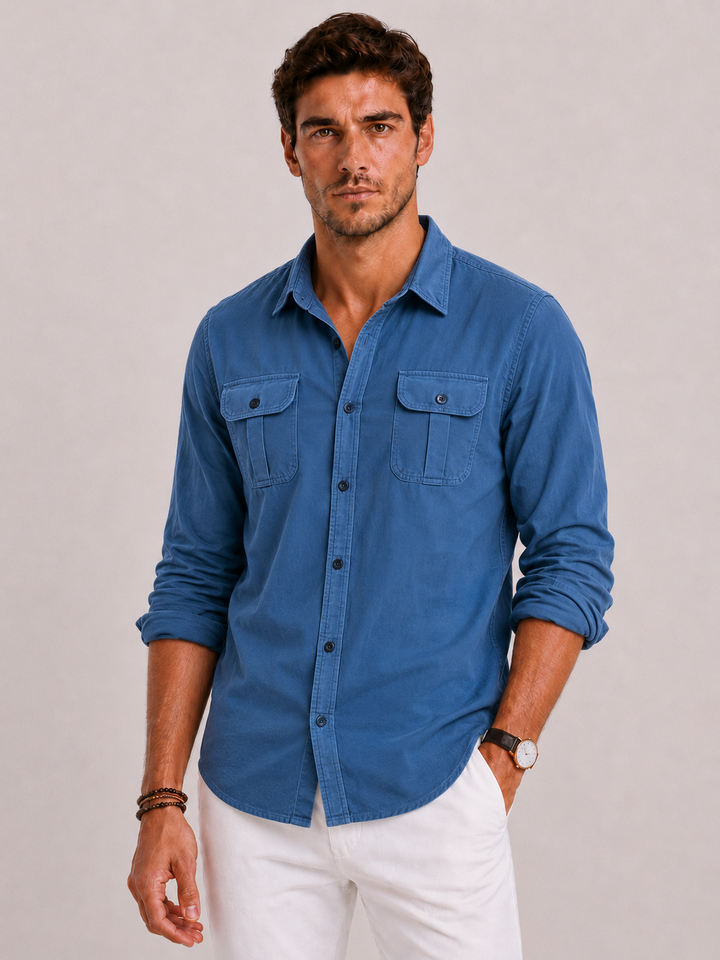 Classic men's Oxford button-up shirt, long-sleeve, for timeless everyday style & smart casual men's fashion.