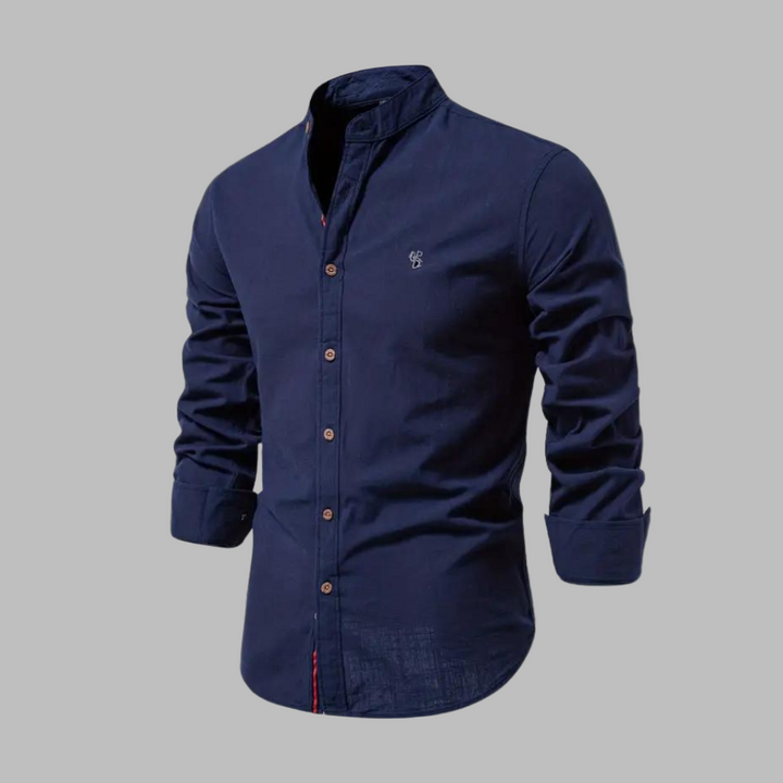 Modern men's long-sleeve polo shirt for a sleek, casual look; offers both style and comfort.
