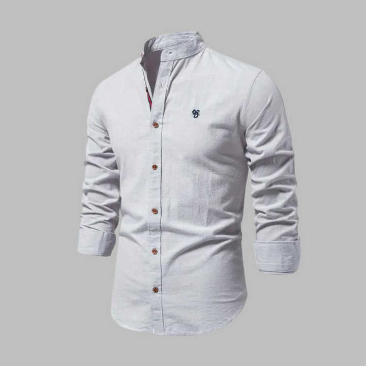 Soft-touch men's slim-fit long-sleeve polo, designed for contemporary everyday wear.
