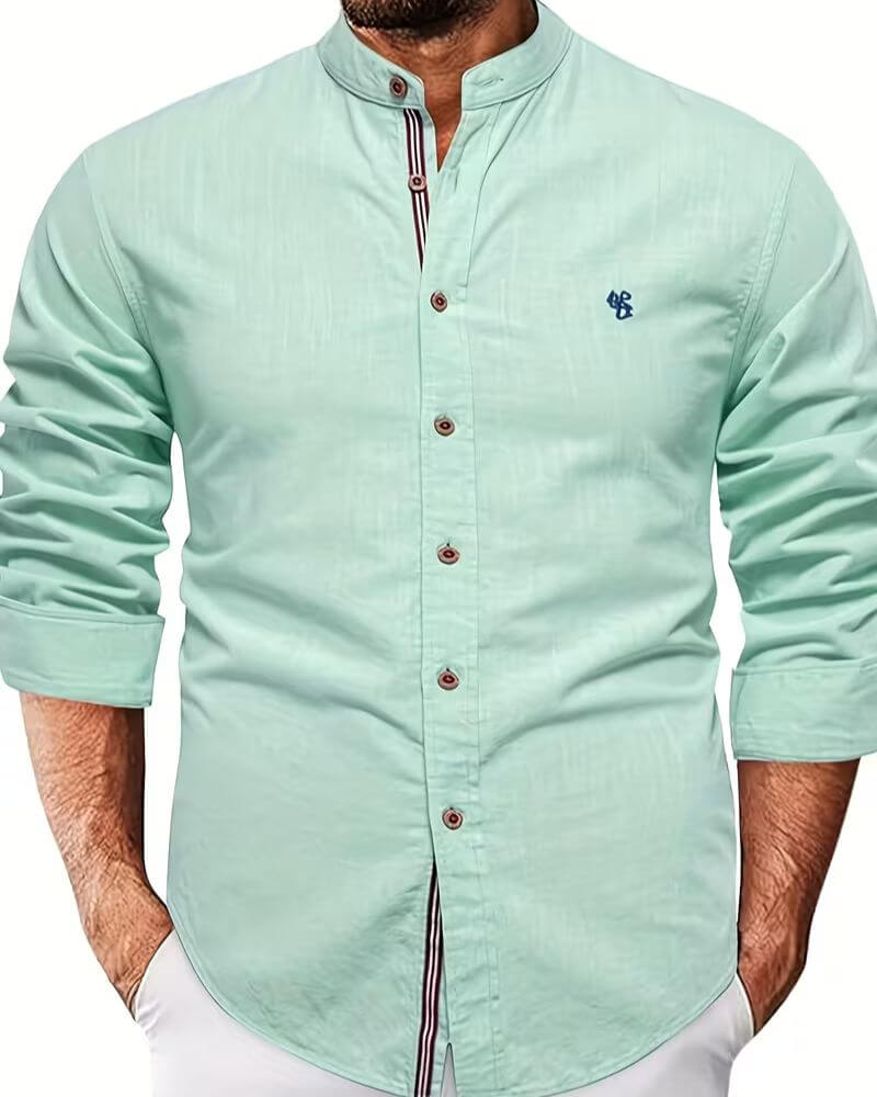 Stylish men's long sleeve casual shirt with collar for everyday wear, offering comfort & modern style.