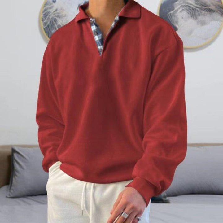 Men's relaxed fit casual sweater. Long-sleeve, solid color, versatile for seasonal layering & style.