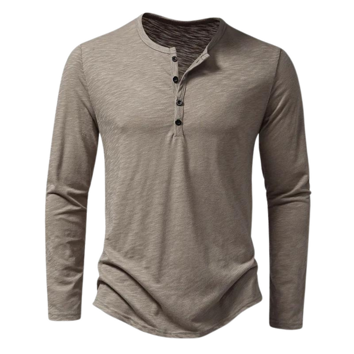 Solid color men's long-sleeve t-shirt, crew neck, relaxed fit, ideal for casual everyday wear or layering.