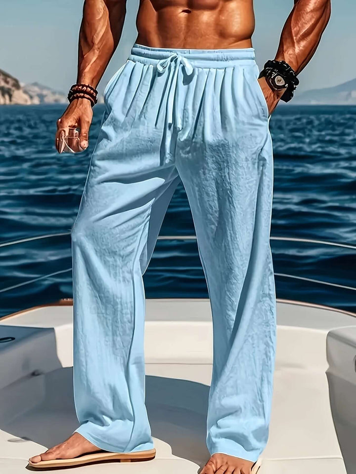 Comfortable loose fit men's casual pants, ideal for a relaxed summer style.