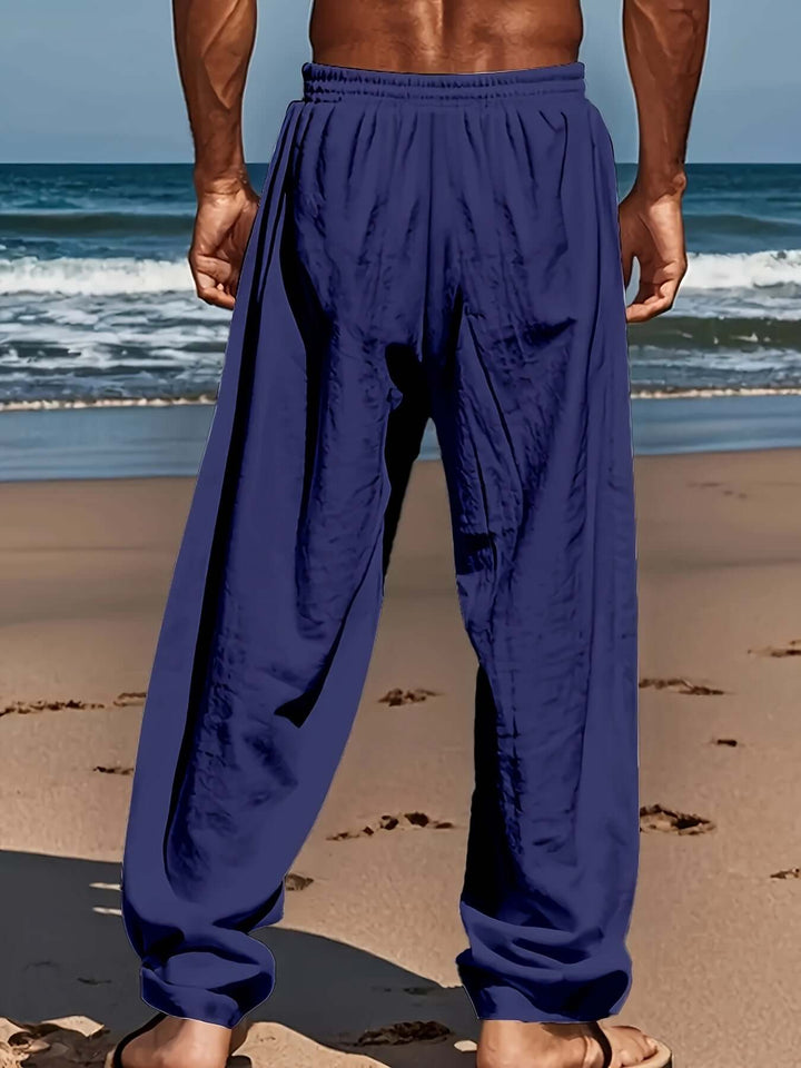 Summer men's casual loose fit pants, perfect breathable holiday clothing.