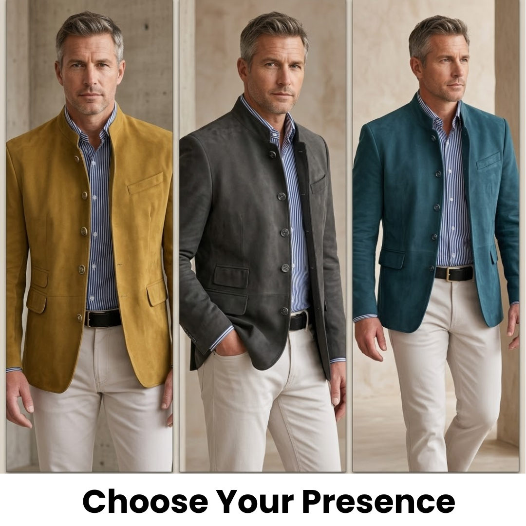 Model wearing a comfortable men's button-front cardigan, showcasing its smart-casual appeal and modern fit.