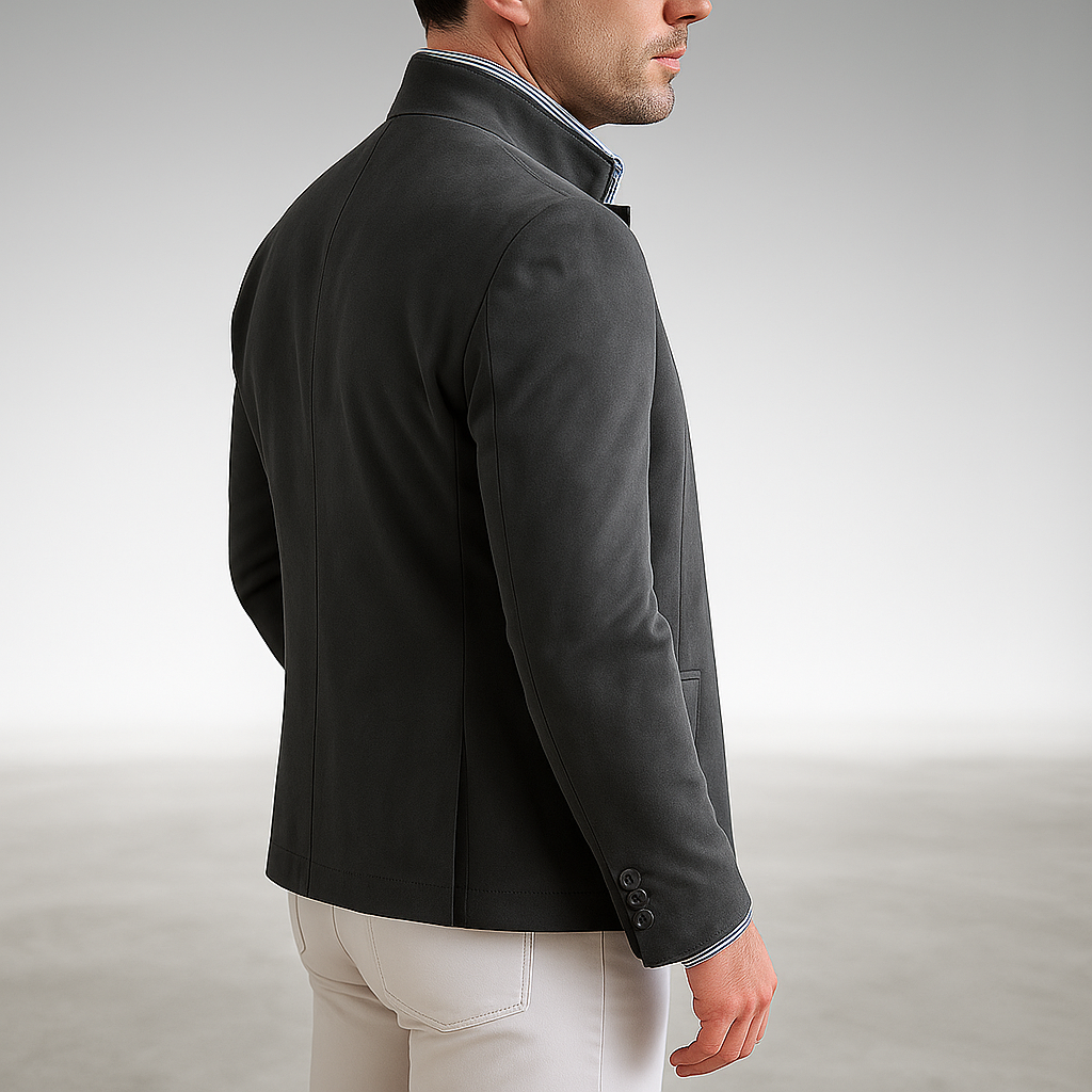 Front view of a men's comfortable casual cardigan, unbuttoned for a relaxed, modern layering look in mens fashion.