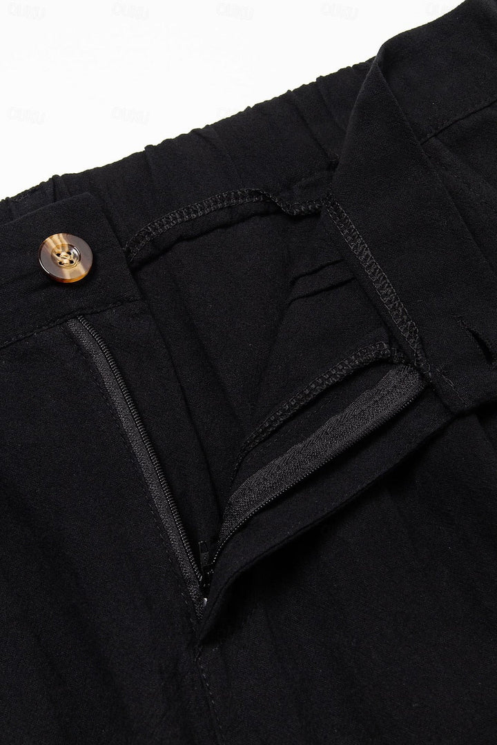 Men's comfortable straight leg pleated shorts. Ideal casual summer wear for beach or vacation.